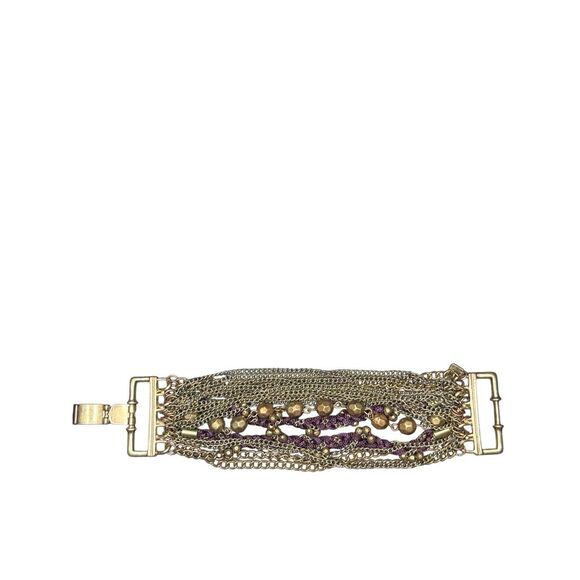 Anthropologie multistrand gold and purple bracelet - Picture 3 of 5